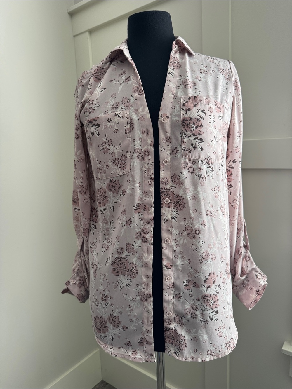 Kismet Light Pink Floral Button-Up Blouse